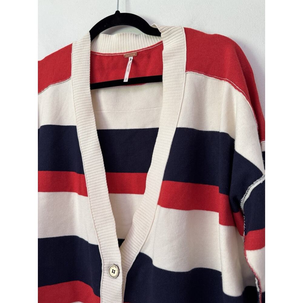 NWOT Free People League of Her Own Cardigan Sweater USA Patriotic Striped Small - Picture 4 of 11